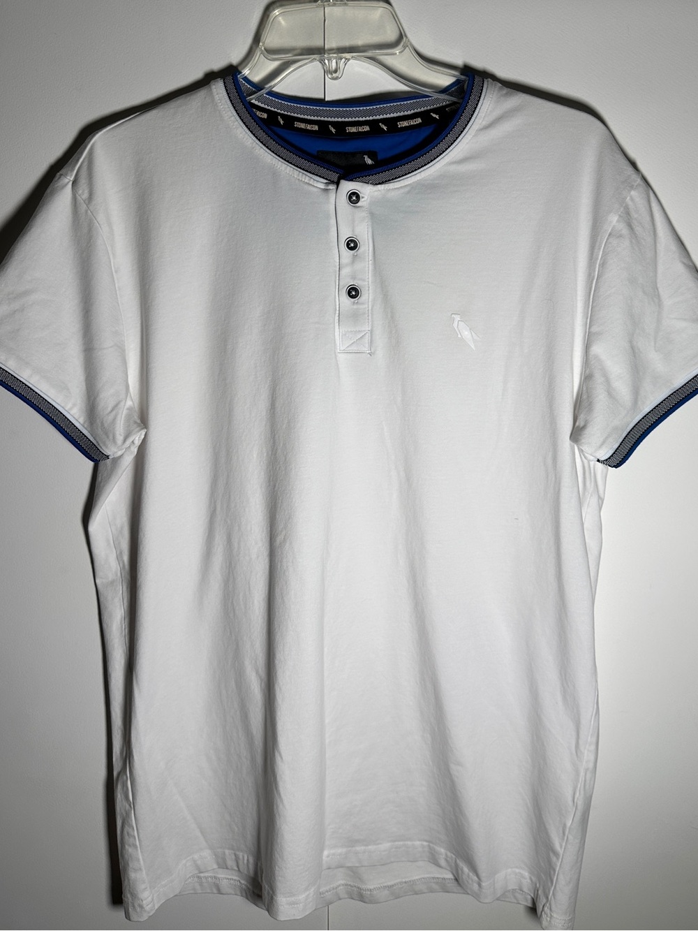 Men's Stone Falcon White Henley Tee Size Large